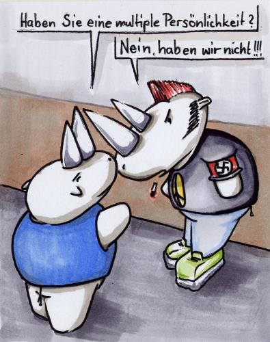 Cartoon: fünf zu zweit (medium) by junna tagged nashorn