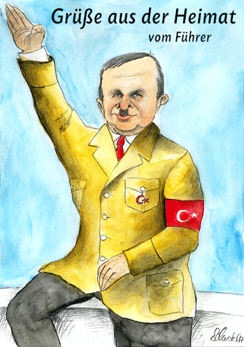 Cartoon: Erdogan macht Wahlkampf... (medium) by Mario Schuster tagged erdogan,türkei,wahl,deutschland,mario,schuster,karikatur,cartoon