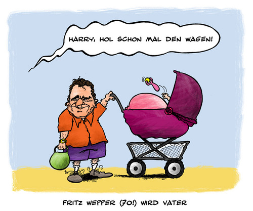 Cartoon: Fritz Wepper wird Vater... (medium) by Mario Schuster tagged karikatur,cartoon,mario,schuster,fritz,wepper