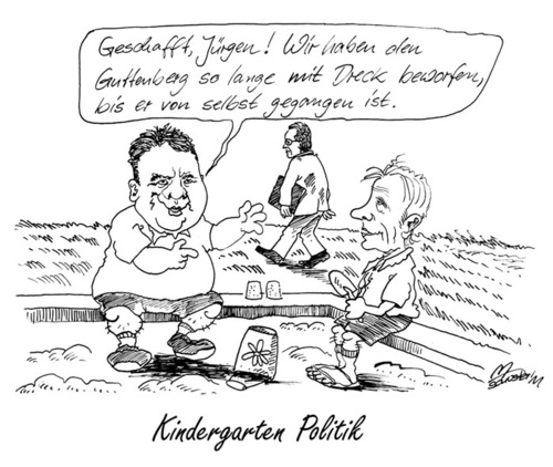 Cartoon: Kindergarten Politik (medium) by Mario Schuster tagged guttenberg,gabriel,trittin,mario,schuster