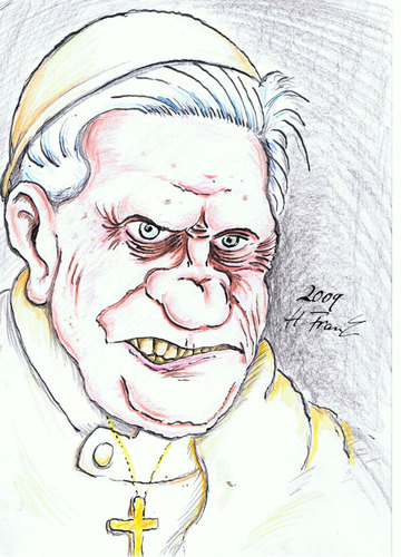Cartoon: The Pope (medium) by DeviantDoodles tagged caricature,religion,church,famous,vip