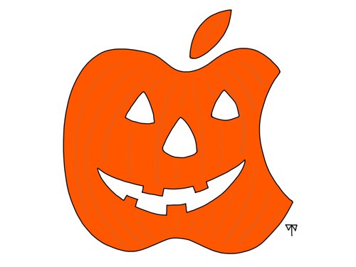 Cartoon: iHalloween (medium) by thalasso tagged halloween,apple,pumpkin,kürbis,logo