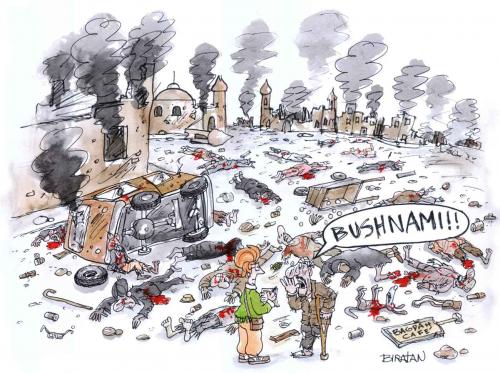 Cartoon: Bushnami Melhor (medium) by Biratan Porto tagged bush,george,usa,iraq,war,president