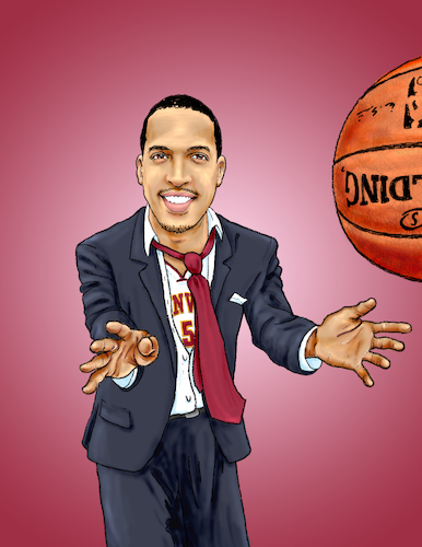 Cartoon: BAC Magazine Cover Billups (medium) by karlwimer tagged basketball,coach,player,hoops,du,denver,billups,ball