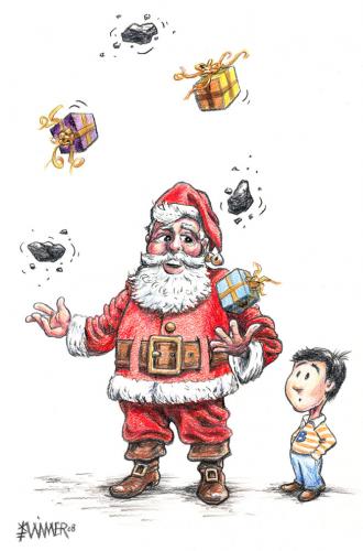 Cartoon: Been Naughty or Nice? (medium) by karlwimer tagged christmas,xmas,santa,gifts,coal,naughty,nice