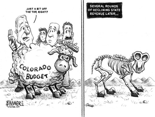 Cartoon: Colorado Budget Shea (medium) by karlwimer tagged colorado,budget,deficit,cuts,economy,business,governor