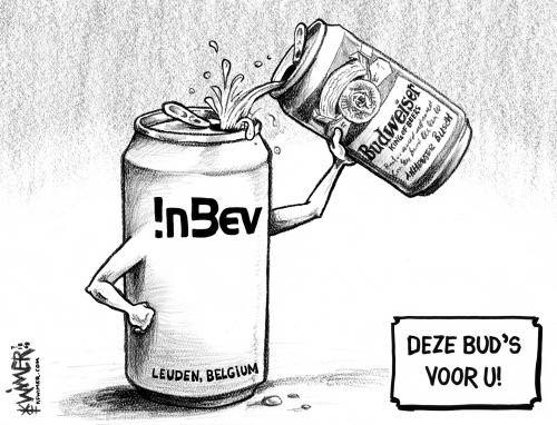 Cartoon: Deze Buds Vor U (medium) by karlwimer tagged anheuser,busch,budweiser,inbev,beer,takeover,weak,dollar