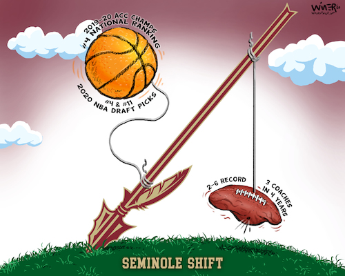Cartoon: Seminole Sports Shift (medium) by karlwimer tagged sports,american,football,college,florida,state,university,seminoles,basketball