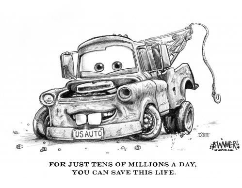 Cartoon: US Auto Bailout (medium) by karlwimer tagged auto,industry,united,states,truck,bailout,government,donation