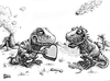 Cartoon: Dino Valentine (small) by karlwimer tagged dinosaurs,valentines,jurassic,triassic,cretaceous,meteor,trex,tyrannosaurus,love