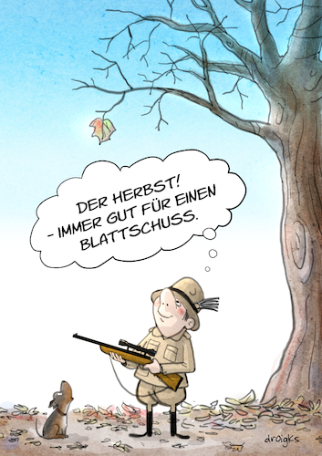 Cartoon: Blattschuss (medium) by droigks tagged droigks,herbst,herbstlich,jagd,jaeger,jaegersprache,kammer,schulterblatt,brustkorb,laub,blatt,droigks,herbst,herbstlich,jagd,jaeger,jaegersprache,kammer,schulterblatt,brustkorb,laub,blatt