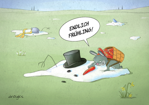 Cartoon: endlich Frühling (medium) by droigks tagged jahreszeit,frühling,winter,schnee,tauen,schmelzen,mohrrübe,schneemann,hase,wildtier,droigks,klima,ernten,profiteur,schneeschmelze,jahreszeit,frühling,winter,schnee,tauen,schmelzen,mohrrübe,schneemann,hase,wildtier,droigks,klima,ernten,profiteur,schneeschmelze