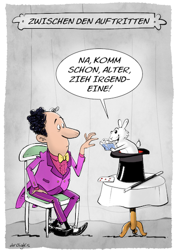 Cartoon: Magier zwischen den Auftritten (medium) by droigks tagged comic,cartoon,droigks,assistent,hase,zylinder,pause,zauberer,zauberei,zauberhaft,zaubertrick,illusion,kunststueck,vorfuehrung,illusionist,kartentrick,zauberstab,comic,cartoon,droigks,assistent,hase,zylinder,pause,zauberer,zauberei,zauberhaft,zaubertrick,illusion,kunststueck,vorfuehrung,illusionist,kartentrick,zauberstab