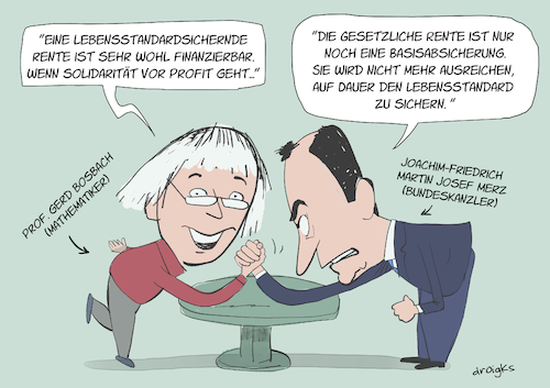 Cartoon: Merz vs. Bosbach (medium) by droigks tagged merz,rente,basisabsicherung,altersvorsorge,kapitaldeckung,cdu,kritik,senioren,finanzierbarkeit,lebensstandard,droigks,union,rentenpaket,skepsis,generationengerechtigkeit,privatvorsorge,professor,bosbach,mathematiker,bundeskanzler,merz,rente,basisabsicherung,altersvorsorge,kapitaldeckung,cdu,kritik,senioren,finanzierbarkeit,lebensstandard,droigks,union,rentenpaket,skepsis,generationengerechtigkeit,privatvorsorge,professor,bosbach,mathematiker,bundeskanzler