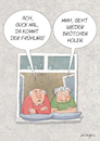 Cartoon: der Frühling kommt (small) by droigks tagged rentner,droigks,oma,opa,nachbar,broetchen,holen,baeckerei,fruehlingserwachen,jahreszeit
