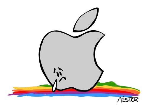 Cartoon: Sad apple (medium) by nestormacia tagged steve,jobs,apple