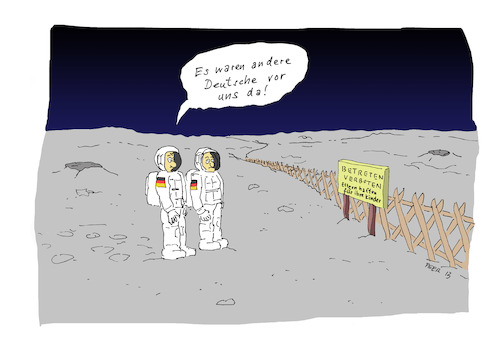 Cartoon: Deutsche im All (medium) by darkplanet tagged space,all,mond,mondlandung,deutsche,spießbürger