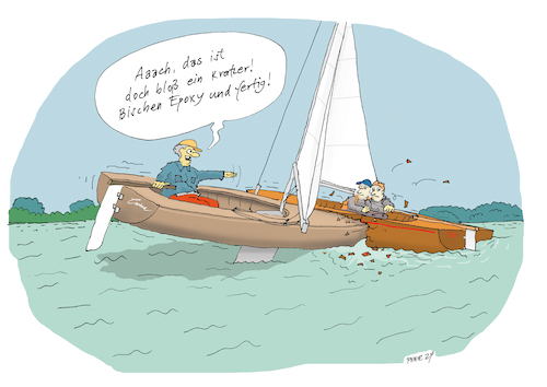 Cartoon: Epoxy (medium) by darkplanet tagged segeler,boot,crash,holzboot,jolle,sailing,schaden,kaputt,unfall,schuld,segeler,boot,crash,holzboot,jolle,sailing,schaden,kaputt,unfall,schuld