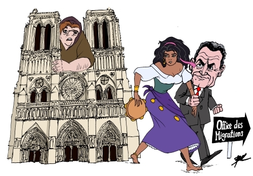 Cartoon: The story was changed (medium) by Ballner tagged notre,dame,sarkozy,hunchback