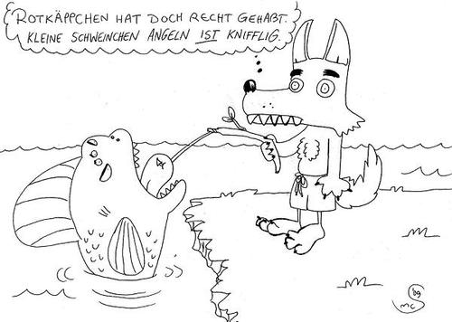 Cartoon: schweinchen angeln (medium) by XombieLarry tagged schwein,wolf,angeln