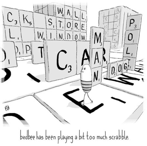 Cartoon: birdbee - scrabble (medium) by birdbee tagged birdbee,street,game,scrabble,words,letters