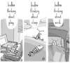 Cartoon: thinking (small) by birdbee tagged birdbee thinking trike tricycle office computer work bed play sleep