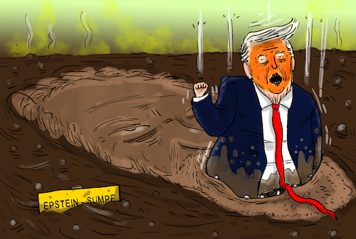 Cartoon: Epstein Sumpf (medium) by leopold maurer tagged trump,epstein,affäre,andrew,prinz,prominente,druck,kongress,mail,briefe,freundschaft,abstreiten,minderjährige,lügen,sumpf,präsident,usa,verleugnung,hund,leopold,maurer,cartoon,karikatur,trump,epstein,affäre,andrew,prinz,prominente,druck,kongress,mail,briefe,freundschaft,abstreiten,minderjährige,lügen,sumpf,präsident,usa,verleugnung,hund,leopold,maurer,cartoon,karikatur