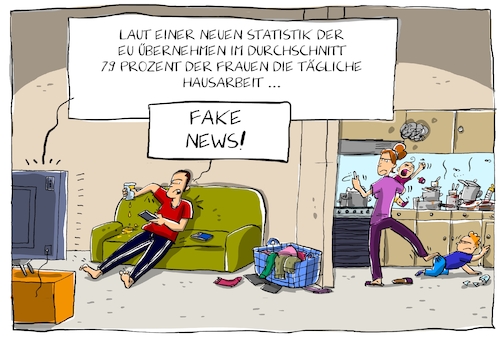 Cartoon: eu studie frauen (medium) by leopold maurer tagged eu,studie,statistik,durchschnitt,männer,frauen,umfrage,hausarbeit,kochen,prozent,mann,frau,eu,studie,statistik,durchschnitt,männer,frauen,umfrage,hausarbeit,kochen,prozent,mann,frau