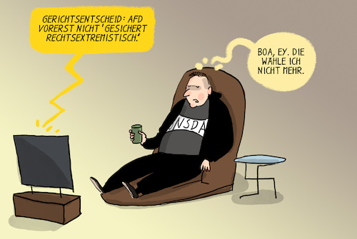 Cartoon: Gerichtsentscheid AFD (medium) by leopold maurer tagged afd,rechtsextrem,gerichtsentscheid,verfassungsschutz,einstufung,leopold,maurer,cartoon,karikatur,afd,rechtsextrem,gerichtsentscheid,verfassungsschutz,einstufung,leopold,maurer,cartoon,karikatur