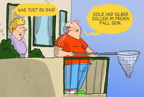 Gold Und Silber Im Freien Fall
