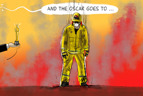 Cartoon: Hollywood Feuer (medium) by leopold maurer tagged hollywood,feuerwehr,oscar,filmindustrie,los,angeles,waldbrand,klimakatastrophe,klimawandel,klima,feuer,häuser,stadt,trockenheit,feuerwehrleute,bekämpfung,stars,schauspieler,cartoon,karikatur,leopold,maurer,hollywood,feuerwehr,oscar,filmindustrie,los,angeles,waldbrand,klimakatastrophe,klimawandel,klima,feuer,häuser,stadt,trockenheit,feuerwehrleute,bekämpfung,stars,schauspieler,cartoon,karikatur,leopold,maurer