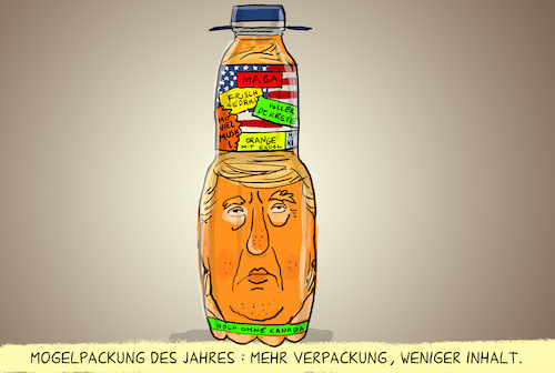 Cartoon: Mogelpackung des Jahres (medium) by leopold maurer tagged granini,mogelpackung,weniger,inhalt,trump,donald,usa,präsident,dekrete,hut,melania,erdöl,orange,drill,kanada,elon,musk,ki,leopold,maurer,cartoon,karikatur,granini,mogelpackung,weniger,inhalt,trump,donald,usa,präsident,dekrete,hut,melania,erdöl,orange,drill,kanada,elon,musk,ki,leopold,maurer,cartoon,karikatur