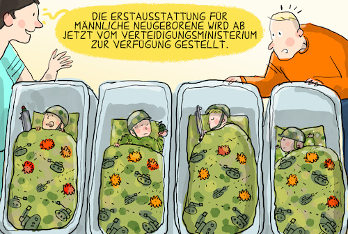 Cartoon: Neues Wehrdienstgesetz (medium) by leopold maurer tagged wehrdienst,musterung,gesetz,freiwillig,wehrpflicht,bundeswehr,pistorius,jugendliche,fragebogen,pflicht,verteidigung,ministerium,koalition,babys,leopold,maurer,karikatur,cartoon,wehrdienst,musterung,gesetz,freiwillig,wehrpflicht,bundeswehr,pistorius,jugendliche,fragebogen,pflicht,verteidigung,ministerium,koalition,babys,leopold,maurer,karikatur,cartoon