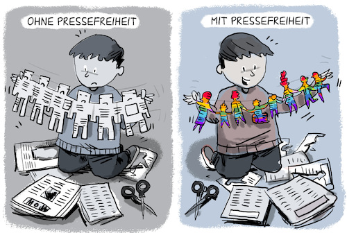 Cartoon: Pressefreiheit (medium) by leopold maurer tagged pressefreiheit,deutschland,welt,china,ranking,fällt,leopold,maurer,karikatur,cartoon,pressefreiheit,deutschland,welt,china,ranking,fällt,leopold,maurer,karikatur,cartoon