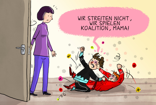 Cartoon: Stimmungsbild der Koalition (medium) by leopold maurer tagged deutschland,koalition,spd,cdu,csu,merz,klingbeil,streit,reform,budget,wehrdienst,konfrontation,reformen,klima,bildung,industrie,verteidigung,wirtschaft,leopold,maurer,karikatur,cartoon,deutschland,koalition,spd,cdu,csu,merz,klingbeil,streit,reform,budget,wehrdienst,konfrontation,reformen,klima,bildung,industrie,verteidigung,wirtschaft,leopold,maurer,karikatur,cartoon