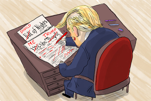 Cartoon: Trump und die Verfassung (medium) by leopold maurer tagged trump,donald,verfassung,usa,amerikanische,bill,of,rights,we,the,people,ausser,kraft,setzen,aufhebung,antidemokratisch,wahl,aberkennung,demokratie,demokraten,republikaner,leopold,maurer,cartoon,karikatur,trump,donald,verfassung,usa,amerikanische,bill,of,rights,we,the,people,ausser,kraft,setzen,aufhebung,antidemokratisch,wahl,aberkennung,demokratie,demokraten,republikaner,leopold,maurer,cartoon,karikatur