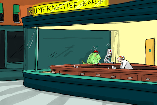 Cartoon: Umfragetief (medium) by leopold maurer tagged 100,tage,merz,regierung,umfrage,deutschlandtrend,vertrauen,tief,keller,groko,spd,cdu,csu,ampel,hoper,motiv,trend,unzufriedenheit,deutscher,michel,bartender,leopold,maurer,karikatur,cartoon,100,tage,merz,regierung,umfrage,deutschlandtrend,vertrauen,tief,keller,groko,spd,cdu,csu,ampel,hoper,motiv,trend,unzufriedenheit,deutscher,michel,bartender,leopold,maurer,karikatur,cartoon