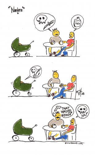 Cartoon: nurture (medium) by ericHews tagged adult,language,baby,ears