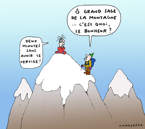 Cartoon: Vertige (medium) by Kamagurka tagged gourou,acrophobie,vertige,montagne