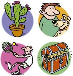 Cartoon: Cactus dog tennis treasure (medium) by Ellis Nadler tagged cactus,dog,tennis,treasure,plant,pet,smile,game,ball,racket,chest,gold