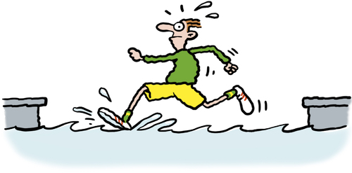 Cartoon: Running on water (medium) by Ellis Nadler tagged run,runner,miracle,water,canal,river,sport,fool,speed