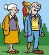 Cartoon: Grandad pirate (small) by Ellis Nadler tagged parrot bird pet shoulder couple moustache grandfather grandmother grey glasses amputee wooden leg pegleg pirate suit