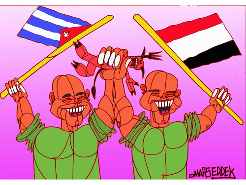 Cartoon: Cuba Egypt (medium) by omar seddek mostafa tagged egypt,cuba