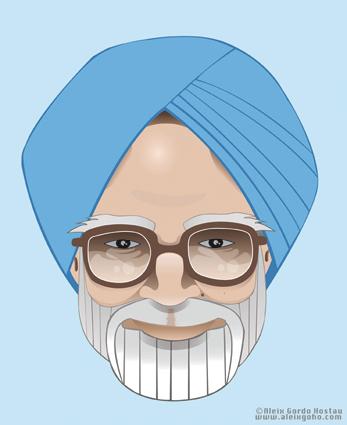 Cartoon: Manmohan Singh (medium) by Aleix tagged manmohan,singh,aleix,cartoon,caricatura,vectorized