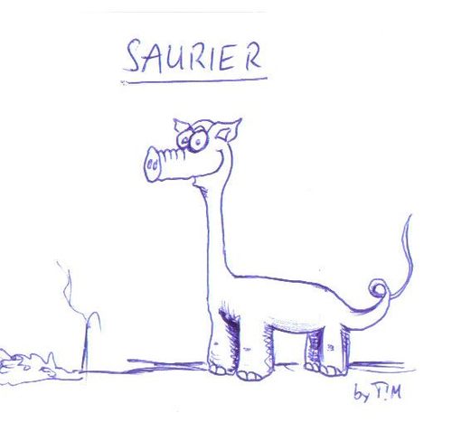 Cartoon: Ein Saurier (medium) by timfuzius tagged sau,schwein,dino,dinosaurier,urzeit,langhals