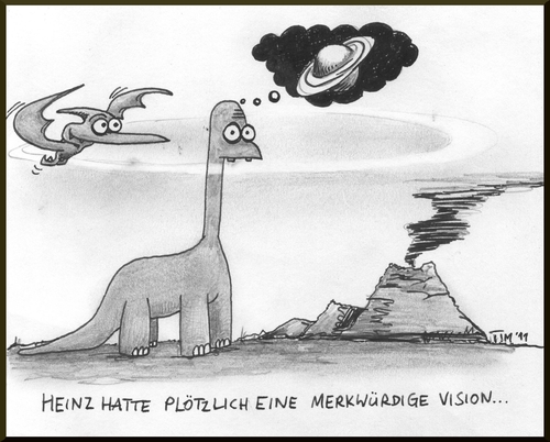 Cartoon: Vision (medium) by timfuzius tagged urzeit,dinosaurier,planeten,weltall,dino,vision