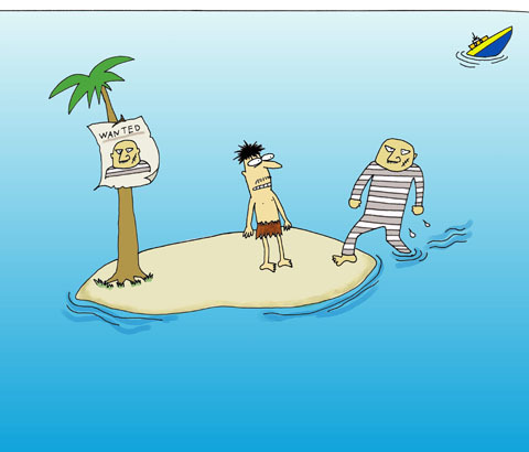 Cartoon: wanted (medium) by joruju piroshiki tagged desert,island,prisoner