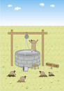 Cartoon: bungy jump (small) by joruju piroshiki tagged bungy,jump,mole,moles,well,animal,water,bungee