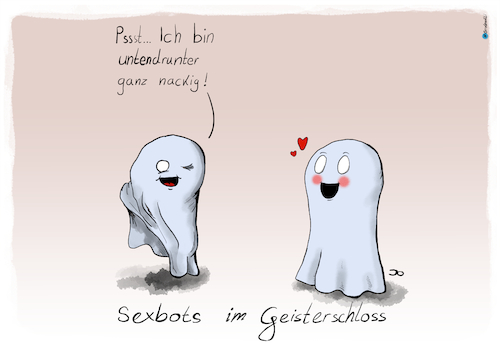 Cartoon: nackiger Geist (medium) by Grikewilli tagged geist,schloss,grusel,halloween,oktober,soziale,medien,likes,bots,gespenst,insta,facebook,phishing,unsichtbar