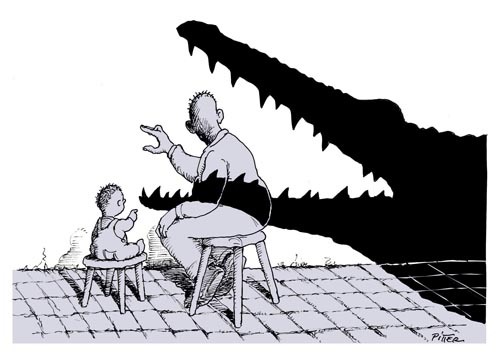 Cartoon: Schatten (medium) by Klaus Pitter tagged shade,shapes,crocodile